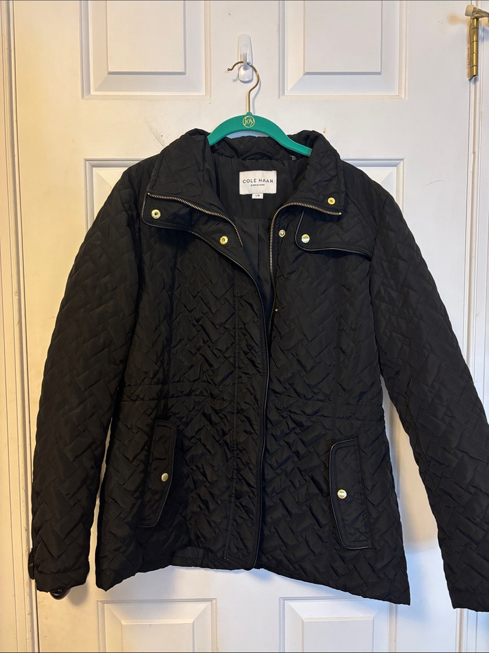 Cole Haan Black Quilted Packable Puffer Jacket Size Large L